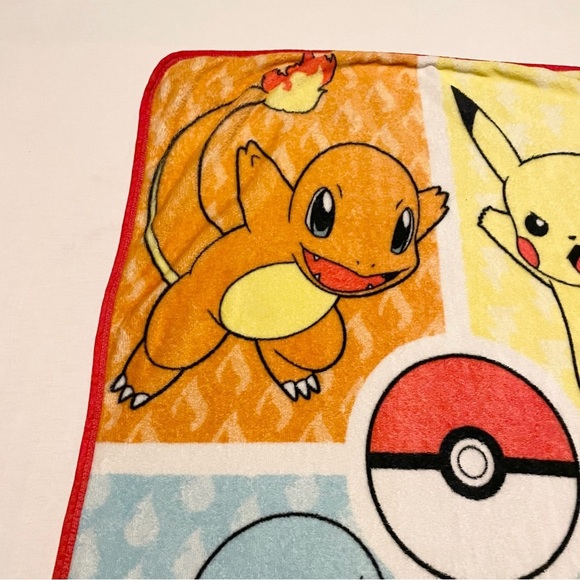 Pokemon Fleece Blanket with Pikachu Charmander Bulbasaur and Squirtle 47” x 36” - Picture 13 of 16